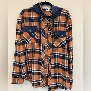 Amazon hooded plaid shirt